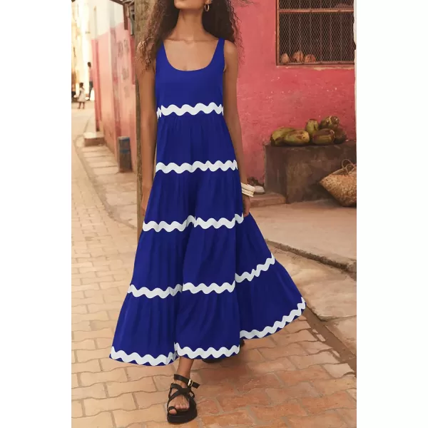 imagePRETTYGARDEN Womens Summer Sundresses Sleeveless Scoop Neck Tiered Flowy Beach Vacation Party Long Tank Maxi DressBlue
