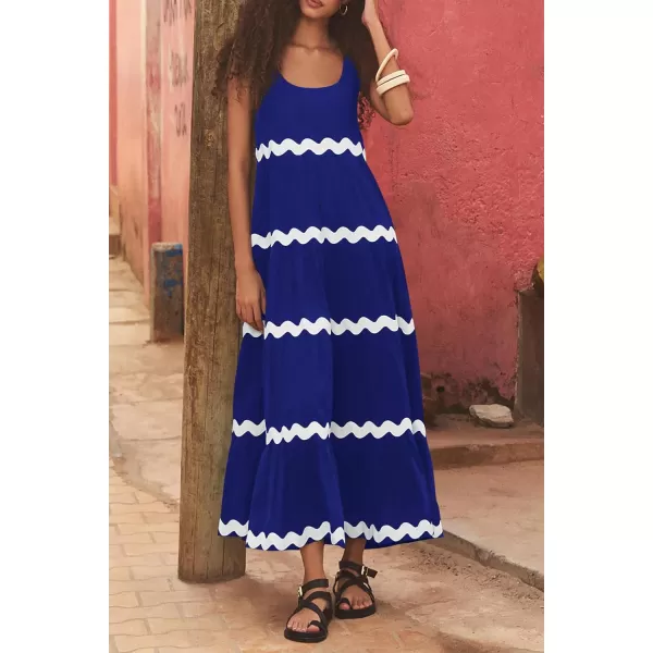 imagePRETTYGARDEN Womens Summer Sundresses Sleeveless Scoop Neck Tiered Flowy Beach Vacation Party Long Tank Maxi DressBlue