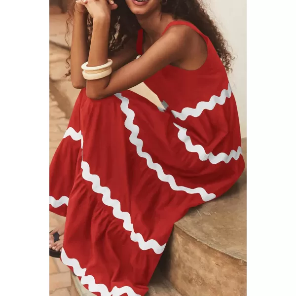 imagePRETTYGARDEN Womens Summer Sundresses Sleeveless Scoop Neck Tiered Flowy Beach Vacation Party Long Tank Maxi DressBrick Red