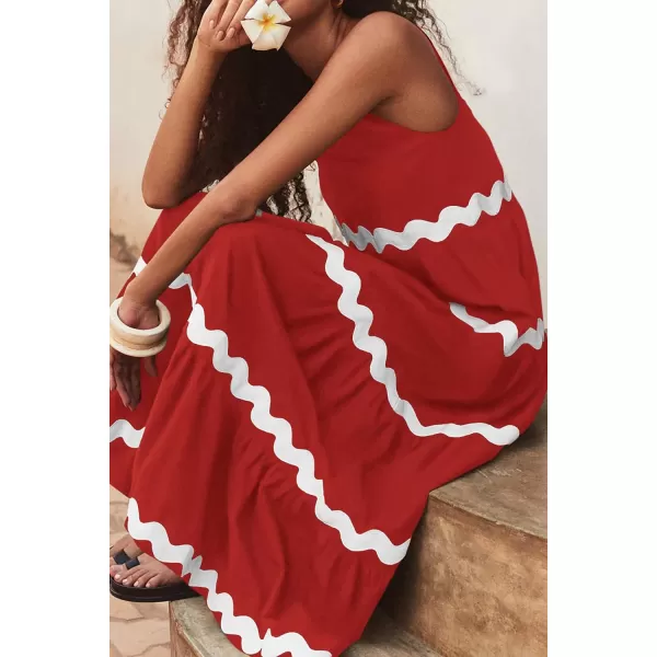 imagePRETTYGARDEN Womens Summer Sundresses Sleeveless Scoop Neck Tiered Flowy Beach Vacation Party Long Tank Maxi DressBrick Red