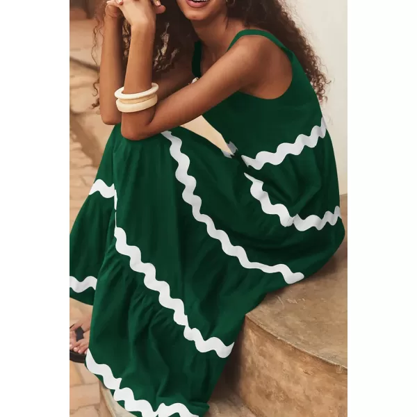 imagePRETTYGARDEN Womens Summer Sundresses Sleeveless Scoop Neck Tiered Flowy Beach Vacation Party Long Tank Maxi DressDark Green