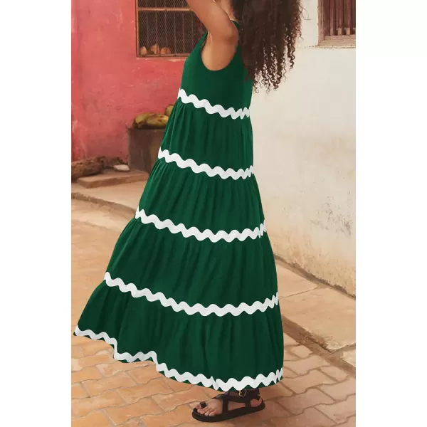 imagePRETTYGARDEN Womens Summer Sundresses Sleeveless Scoop Neck Tiered Flowy Beach Vacation Party Long Tank Maxi DressDark Green