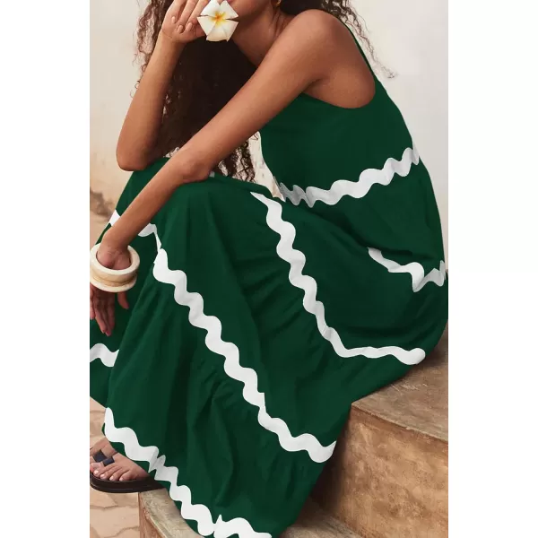imagePRETTYGARDEN Womens Summer Sundresses Sleeveless Scoop Neck Tiered Flowy Beach Vacation Party Long Tank Maxi DressDark Green