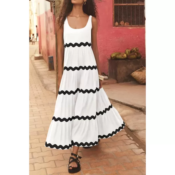 imagePRETTYGARDEN Womens Summer Sundresses Sleeveless Scoop Neck Tiered Flowy Beach Vacation Party Long Tank Maxi DressWhite