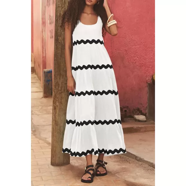 imagePRETTYGARDEN Womens Summer Sundresses Sleeveless Scoop Neck Tiered Flowy Beach Vacation Party Long Tank Maxi DressWhite