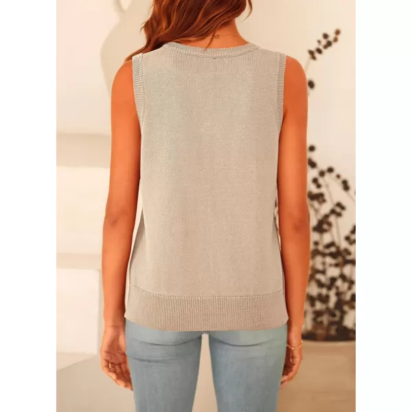 imagePRETTYGARDEN Womens Summer Vests Sleeveless Button Down Knitted Tank Tops Casual Y2K Sweater Vest Blouse with PocketsBeige