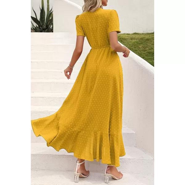 imagePRETTYGARDEN Womens Summer Wrap Maxi Dress Casual Boho Floral V Neck Short Sleeve Ruffle Hem Split Beach Long DressesZturmeric