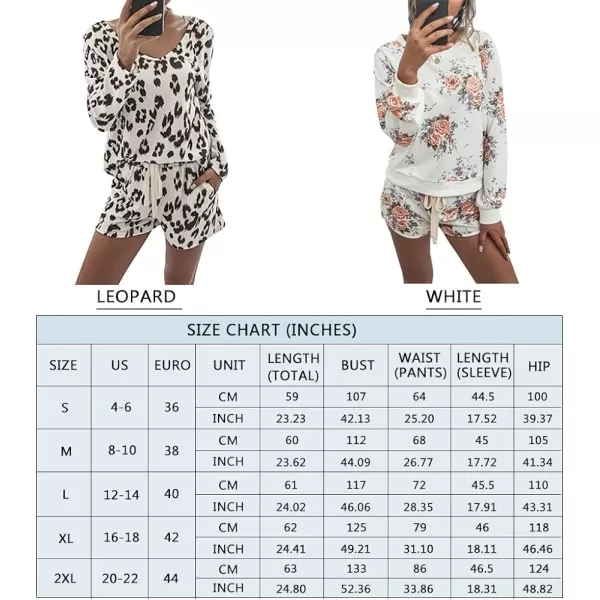 imagePRETTYGARDEN Womens Tie Dye Printed Pajamas Set Long Sleeve Tops With Shorts Lounge Set Casual TwoPiece SleepwearLeopard