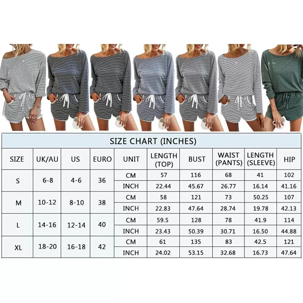 imagePRETTYGARDEN Womens Tie Dye Printed Pajamas Set Long Sleeve Tops With Shorts Lounge Set Casual TwoPiece SleepwearStripegrey
