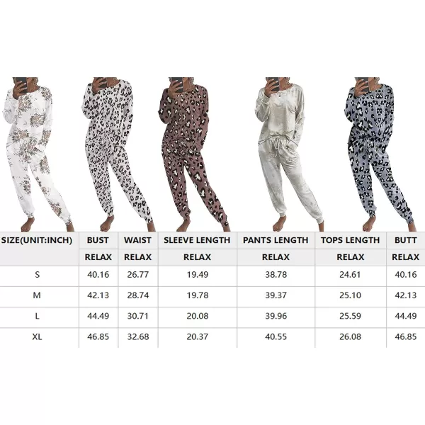 imagePRETTYGARDEN Womens Tie Dye Two Piece Tracksuit Set Long Sleeve Sweatshirt with Long PantsBlack Leopard