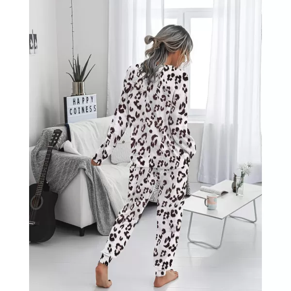 imagePRETTYGARDEN Womens Tie Dye Two Piece Tracksuit Set Long Sleeve Sweatshirt with Long PantsBlack Leopard