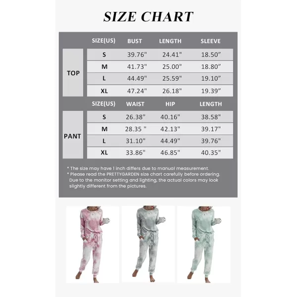 imagePRETTYGARDEN Womens Tie Dye Two Piece Tracksuit Set Long Sleeve Sweatshirt with Long PantsBlue