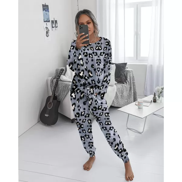 imagePRETTYGARDEN Womens Tie Dye Two Piece Tracksuit Set Long Sleeve Sweatshirt with Long PantsDark Grey