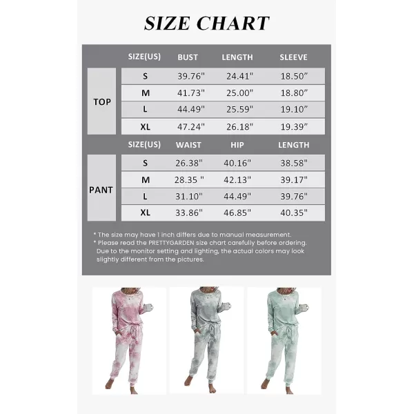 imagePRETTYGARDEN Womens Tie Dye Two Piece Tracksuit Set Long Sleeve Sweatshirt with Long PantsGrey