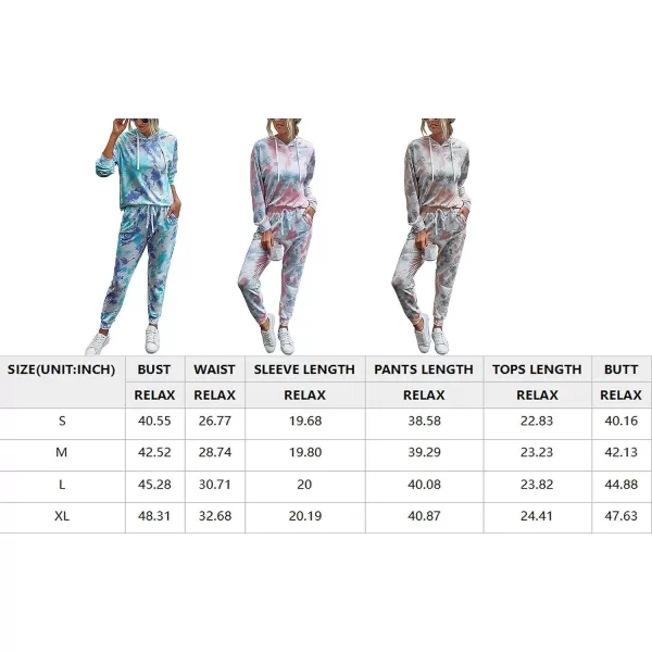 imagePRETTYGARDEN Womens Tie Dye Two Piece Tracksuit Set Long Sleeve Sweatshirt with Long PantsTie Dyelight Blue
