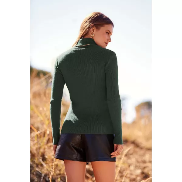 imagePRETTYGARDEN Womens Turtleneck Knit Sweater Long Sleeve Soft Classic Fit Pullover TopsArmy Green