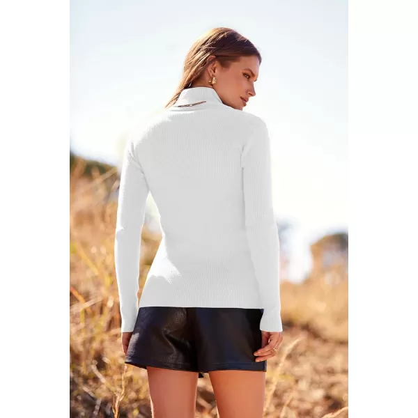 imagePRETTYGARDEN Womens Turtleneck Knit Sweater Long Sleeve Soft Classic Fit Pullover TopsWhite