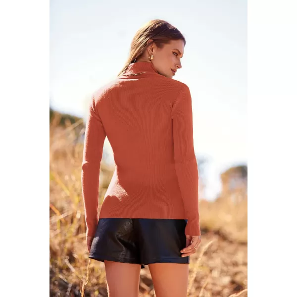 imagePRETTYGARDEN Womens Turtleneck Knit Sweater Long Sleeve Soft Classic Fit Pullover TopsXiu Red