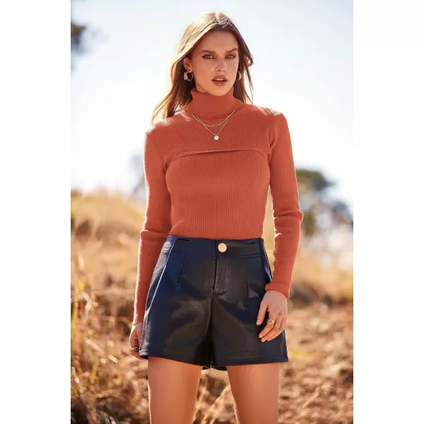 imagePRETTYGARDEN Womens Turtleneck Knit Sweater Long Sleeve Soft Classic Fit Pullover TopsXiu Red