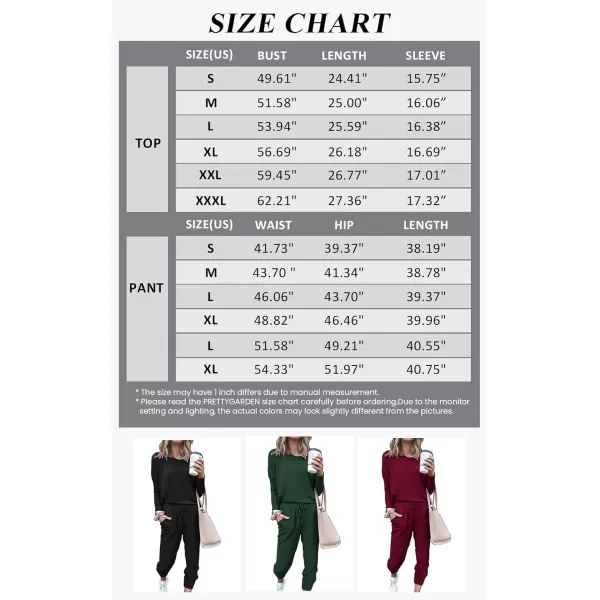 imagePRETTYGARDEN Womens Two Piece Outfit Long Sleeve Crewneck Pullover Tops And Long Pants TracksuitArmy Green