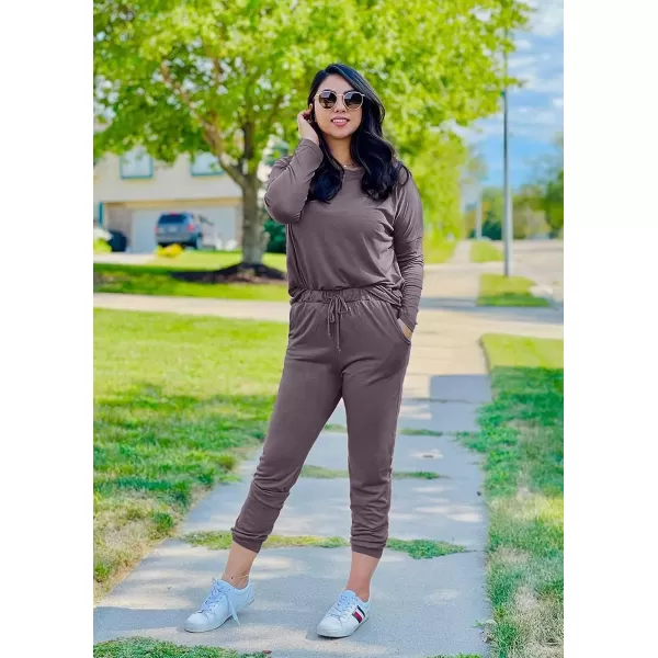 imagePRETTYGARDEN Womens Two Piece Outfit Long Sleeve Crewneck Pullover Tops And Long Pants TracksuitGrey