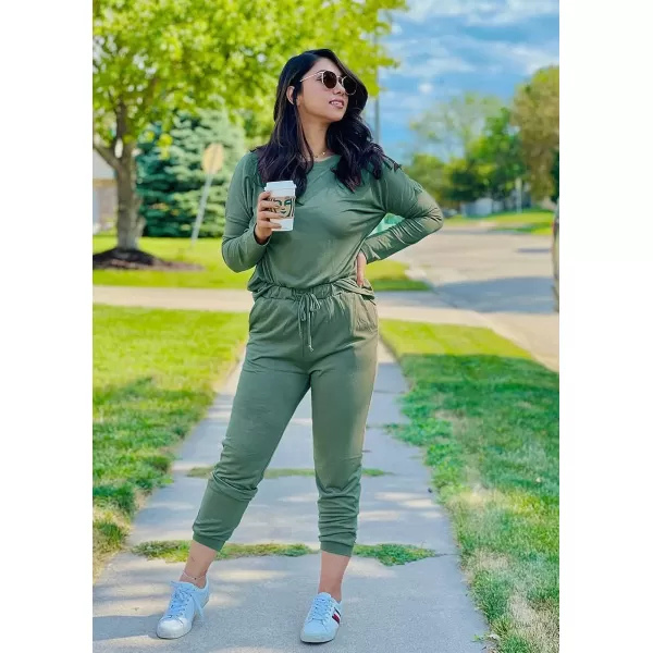 imagePRETTYGARDEN Womens Two Piece Outfit Long Sleeve Crewneck Pullover Tops And Long Pants TracksuitLight Green