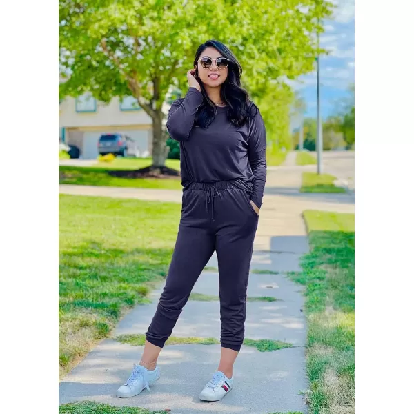 imagePRETTYGARDEN Womens Two Piece Outfit Long Sleeve Crewneck Pullover Tops And Long Pants TracksuitNavy