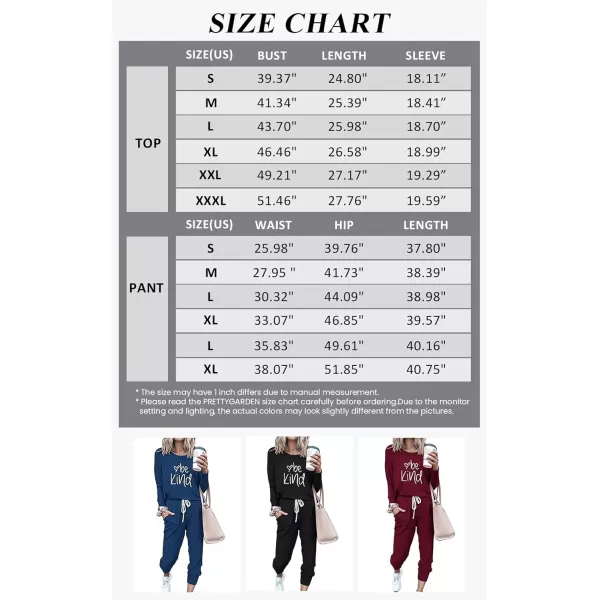 imagePRETTYGARDEN Womens Two Piece Outfit Long Sleeve Crewneck Pullover Tops And Long Pants TracksuitPatternedblack