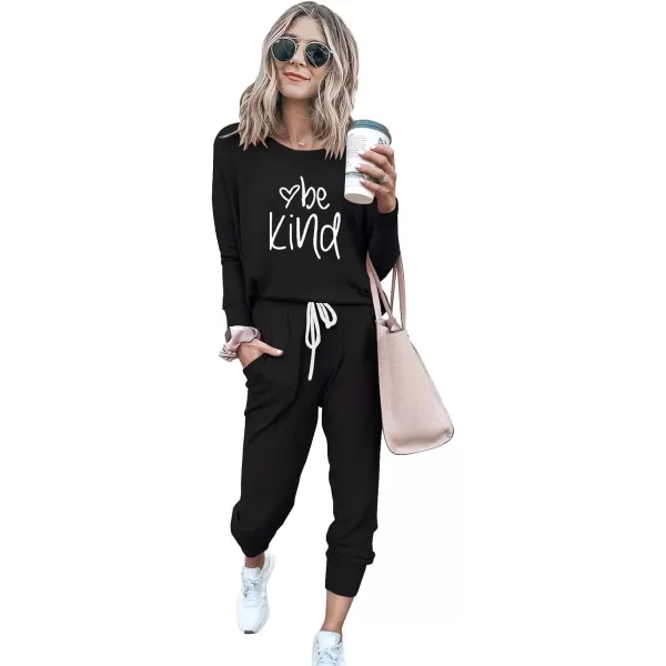 imagePRETTYGARDEN Womens Two Piece Outfit Long Sleeve Crewneck Pullover Tops And Long Pants TracksuitPatternedblack