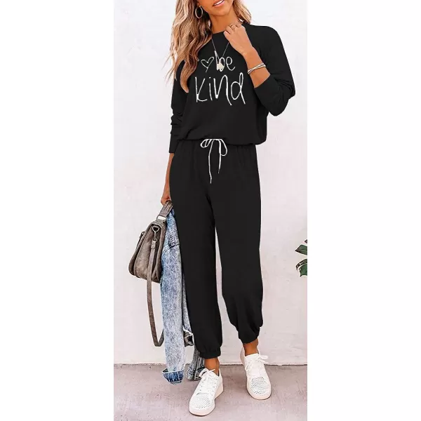 imagePRETTYGARDEN Womens Two Piece Outfit Long Sleeve Crewneck Pullover Tops And Long Pants TracksuitPatternedblack