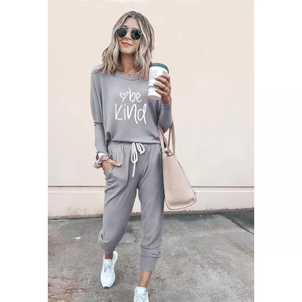 imagePRETTYGARDEN Womens Two Piece Outfit Long Sleeve Crewneck Pullover Tops And Long Pants TracksuitPatternedgrey