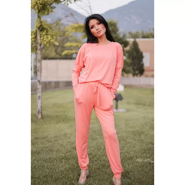 imagePRETTYGARDEN Womens Two Piece Outfit Long Sleeve Crewneck Pullover Tops And Long Pants TracksuitPink