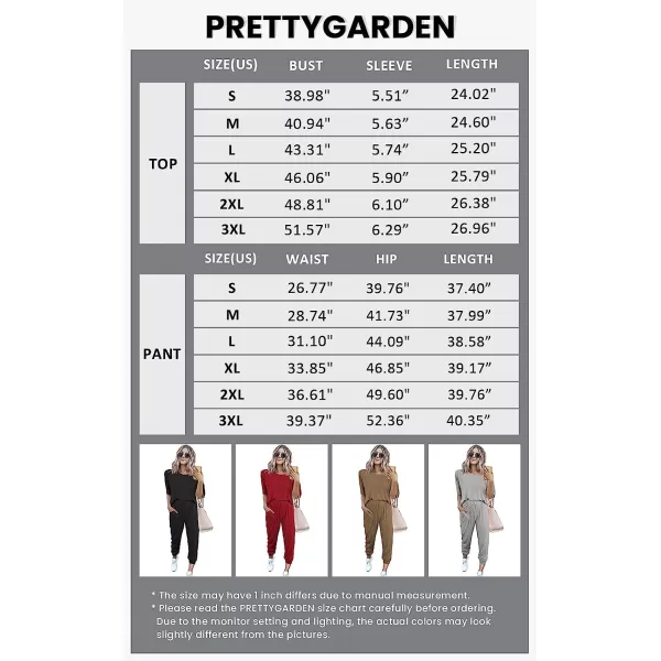 imagePRETTYGARDEN Womens Two Piece Outfit Short Sleeve Pullover with Drawstring Long Pants Tracksuit Jogger SetBrick Red