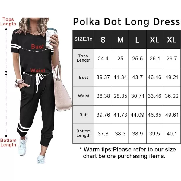 imagePRETTYGARDEN Womens Two Piece Outfits Striped Short Sleeve Pullover and Long Pants Tracksuit Pajama Lounge Jogger SetsBlack