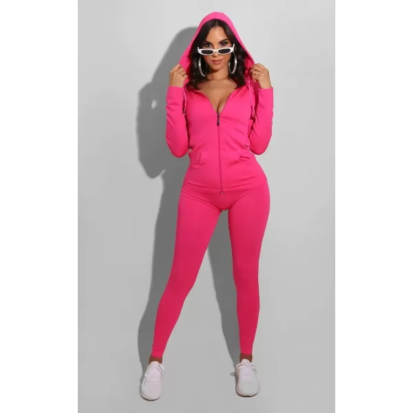 imagePRETTYGARDEN Womens Two Piece Tracksuit Set Long Sleeve Zipper Hoodie Jacket with Sweatpants Sweatsuit Jogger Workout SetPink