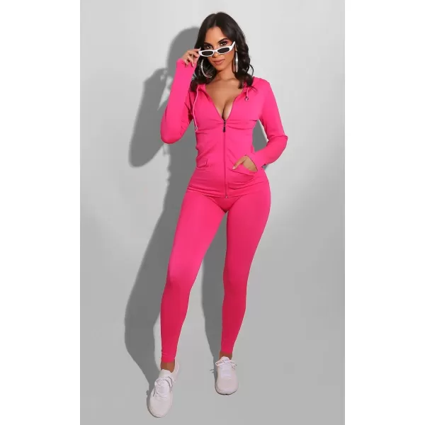 imagePRETTYGARDEN Womens Two Piece Tracksuit Set Long Sleeve Zipper Hoodie Jacket with Sweatpants Sweatsuit Jogger Workout SetPink