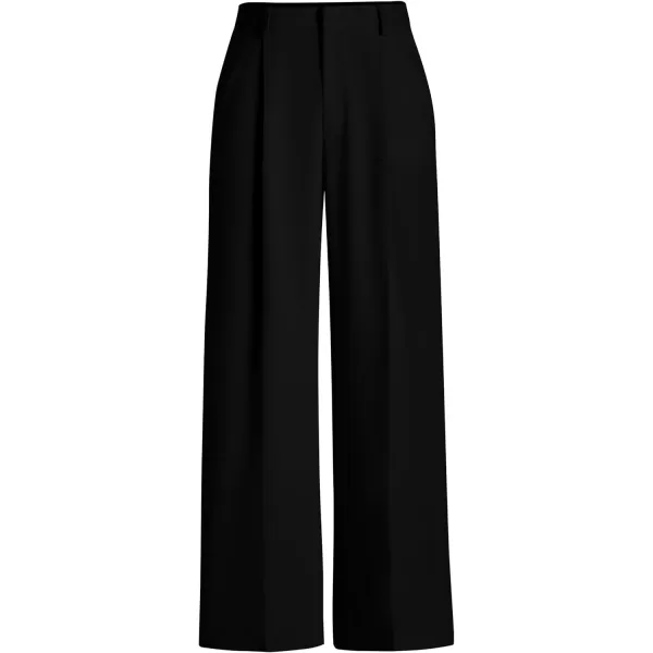 imagePRETTYGARDEN Womens Wide Leg Suit Pants Loose Fit High Elastic Waisted Business Casual Long Trousers PantBlack