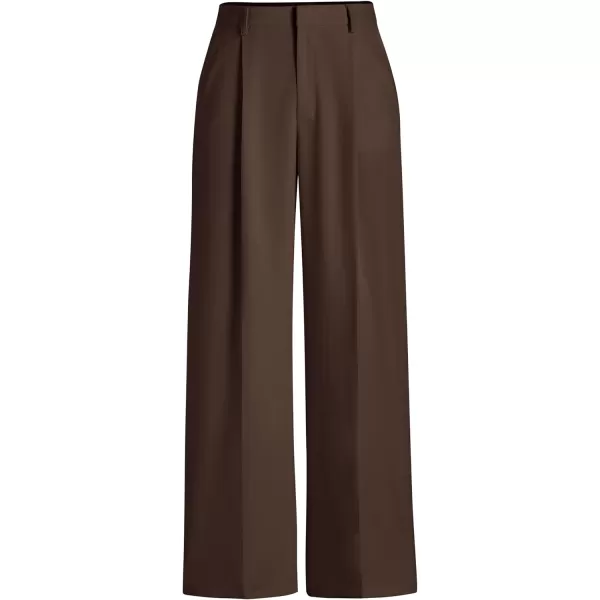 imagePRETTYGARDEN Womens Wide Leg Suit Pants Loose Fit High Elastic Waisted Business Casual Long Trousers PantCoffee