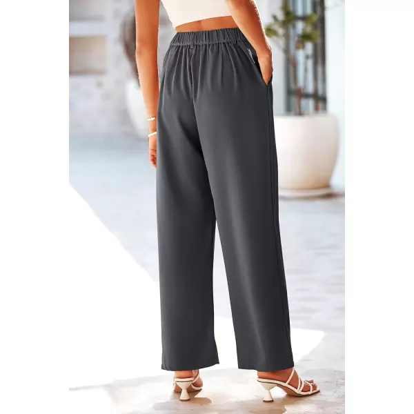 imagePRETTYGARDEN Womens Wide Leg Suit Pants Loose Fit High Elastic Waisted Business Casual Long Trousers PantDark Grey