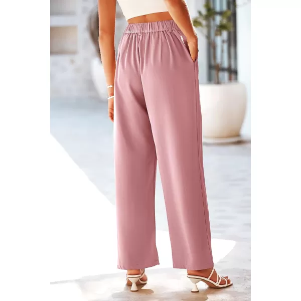 imagePRETTYGARDEN Womens Wide Leg Suit Pants Loose Fit High Elastic Waisted Business Casual Long Trousers PantPink