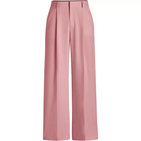 imagePRETTYGARDEN Womens Wide Leg Suit Pants Loose Fit High Elastic Waisted Business Casual Long Trousers PantPink