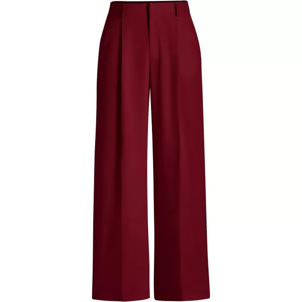 imagePRETTYGARDEN Womens Wide Leg Suit Pants Loose Fit High Elastic Waisted Business Casual Long Trousers PantWine Red