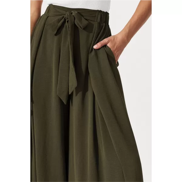 imagePRETTYGARDEN Womens Wide Leg Work Pants Business Casual High Waisted Loose Palazzo Trouser Summer ClothesArmy Green