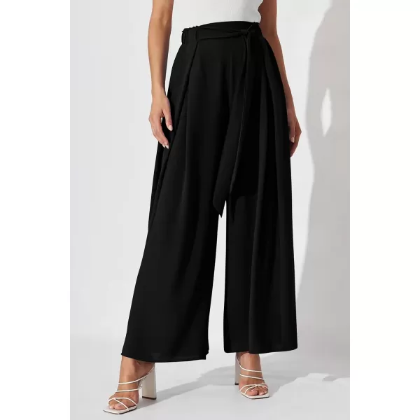 imagePRETTYGARDEN Womens Wide Leg Work Pants Business Casual High Waisted Loose Palazzo Trouser Summer ClothesBlack