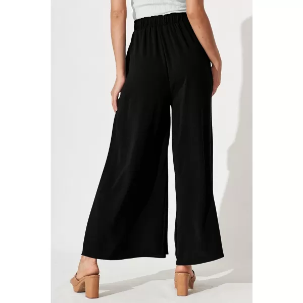 imagePRETTYGARDEN Womens Wide Leg Work Pants Business Casual High Waisted Loose Palazzo Trouser Summer ClothesBlack