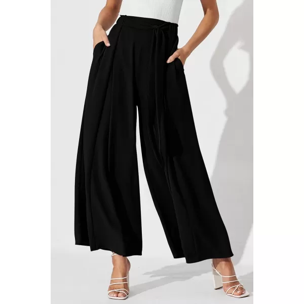 imagePRETTYGARDEN Womens Wide Leg Work Pants Business Casual High Waisted Loose Palazzo Trouser Summer ClothesBlack