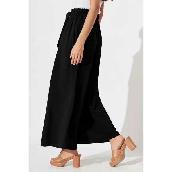 imagePRETTYGARDEN Womens Wide Leg Work Pants Business Casual High Waisted Loose Palazzo Trouser Summer ClothesBlack