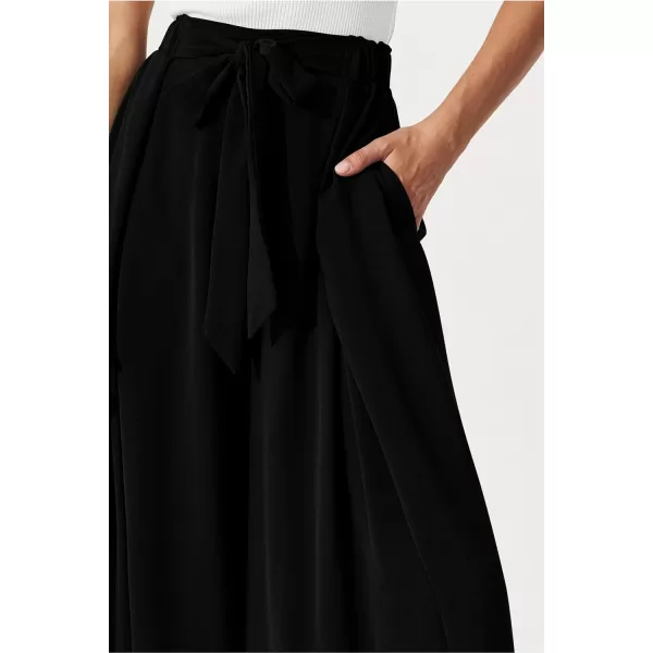 imagePRETTYGARDEN Womens Wide Leg Work Pants Business Casual High Waisted Loose Palazzo Trouser Summer ClothesBlack