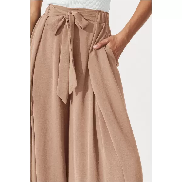 imagePRETTYGARDEN Womens Wide Leg Work Pants Business Casual High Waisted Loose Palazzo Trouser Summer ClothesCamel