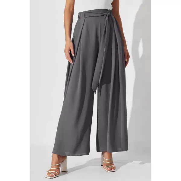 imagePRETTYGARDEN Womens Wide Leg Work Pants Business Casual High Waisted Loose Palazzo Trouser Summer ClothesDark Grey